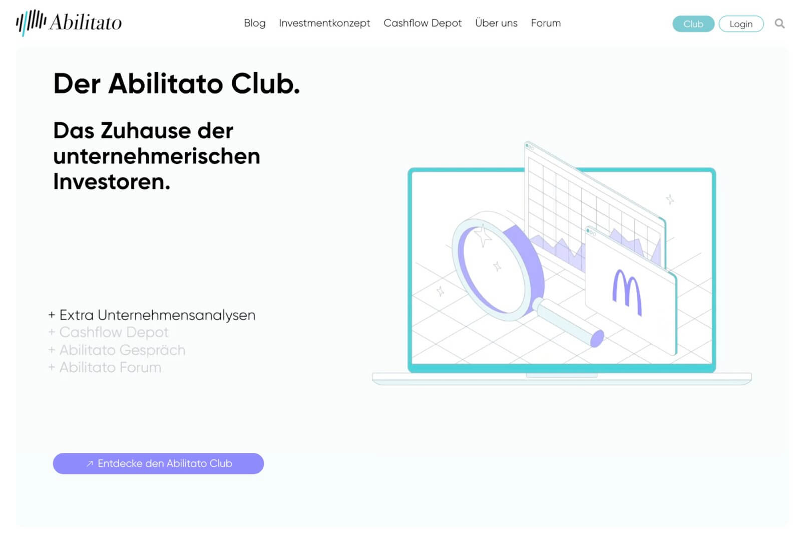 Website von Abilitato in der Desktop-Ansicht